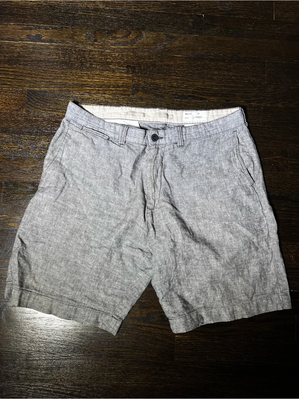 Bruno Washable Linen/Cotton Blend Gray Shorts Waist 36